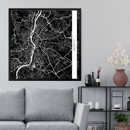 Obraz w ramie Budapeszt - mapy miast świata - czarna