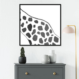 Plakat w ramie Czarno biała żyrafa - akwarela