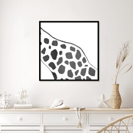 Plakat w ramie Czarno biała żyrafa - akwarela