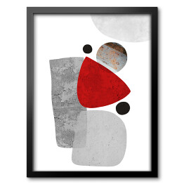 Obraz w ramie Czerwono szara abstrakcja