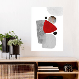 Plakat samoprzylepny Czerwono szara abstrakcja