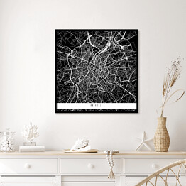 Plakat w ramie Mapy miast świata - Bruksela - czarna