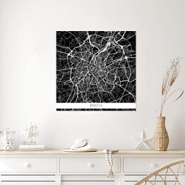 Plakat samoprzylepny Mapy miast świata - Bruksela - czarna