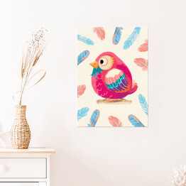 Plakat samoprzylepny Ilustracja - kolorowe ptaszki 