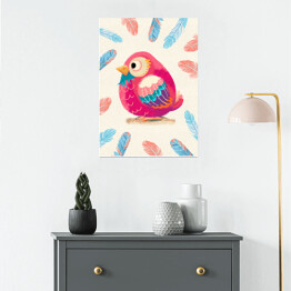 Plakat samoprzylepny Ilustracja - kolorowe ptaszki 