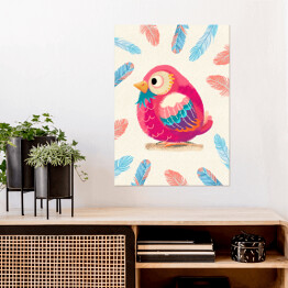 Plakat Ilustracja - kolorowe ptaszki 