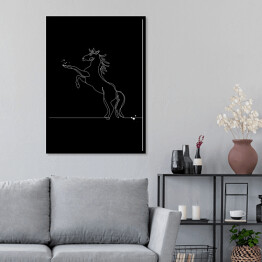 Plakat w ramie Koń w skoku - czarne konie