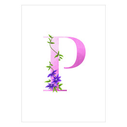 Plakat samoprzylepny Roślinny alfabet - litera P jak powojnik