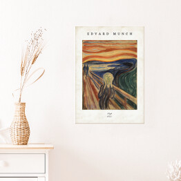 Plakat samoprzylepny Edvard Munch "Krzyk" - reprodukcja z napisem. Plakat z passe partout