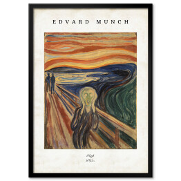 Obraz klasyczny Edvard Munch "Krzyk" - reprodukcja z napisem. Plakat z passe partout