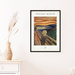 Edvard Munch "Krzyk" - reprodukcja z napisem. Plakat z passe partout