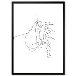 Plakat w ramie Koń z rozwianą grzywą - białe konie