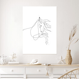 Plakat samoprzylepny Koń z rozwianą grzywą - białe konie