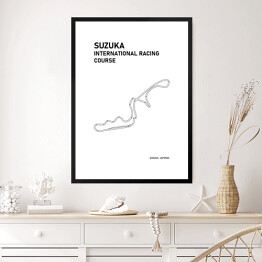 Obraz w ramie Suzuka International Racing Course - Tory wyścigowe Formuły 1 - białe tło
