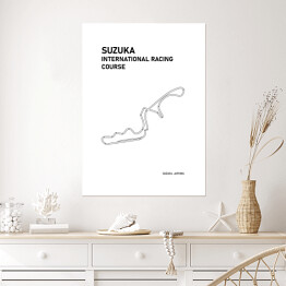 Plakat samoprzylepny Suzuka International Racing Course - Tory wyścigowe Formuły 1 - białe tło