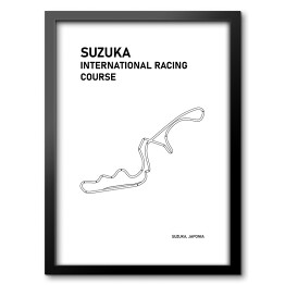 Obraz w ramie Suzuka International Racing Course - Tory wyścigowe Formuły 1 - białe tło
