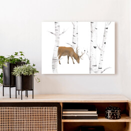 Obraz klasyczny Brzozy i jeleń