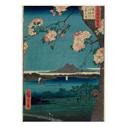 Plakat samoprzylepny Utugawa Hiroshige Suijin Shrine and Massaki on the Sumida River. Reprodukcja obrazu