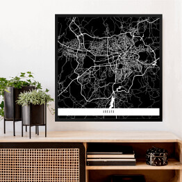 Obraz w ramie Mapy miast świata - Ankara - czarna 