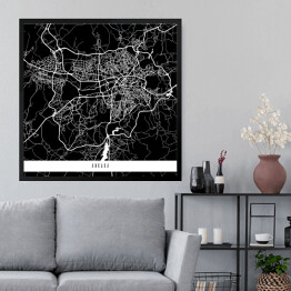 Obraz w ramie Mapy miast świata - Ankara - czarna 
