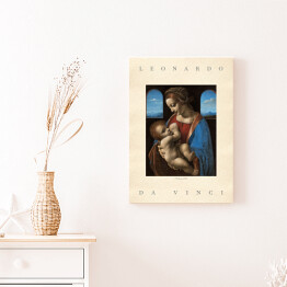 Obraz na płótnie Leonardo da Vinci "Madonna Litta" - reprodukcja z napisem. Plakat z passe partout
