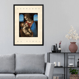 Obraz w ramie Leonardo da Vinci "Madonna Litta" - reprodukcja z napisem. Plakat z passe partout