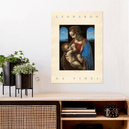 Plakat Leonardo da Vinci "Madonna Litta" - reprodukcja z napisem. Plakat z passe partout