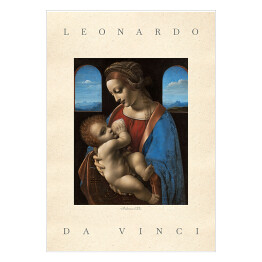 Plakat samoprzylepny Leonardo da Vinci "Madonna Litta" - reprodukcja z napisem. Plakat z passe partout