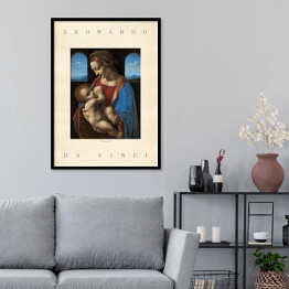 Plakat w ramie Leonardo da Vinci "Madonna Litta" - reprodukcja z napisem. Plakat z passe partout