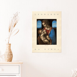 Plakat samoprzylepny Leonardo da Vinci "Madonna Litta" - reprodukcja z napisem. Plakat z passe partout