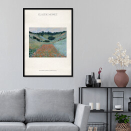 Plakat w ramie Claude Monet "Pole maków w Hollow w pobliżu Giverny" - reprodukcja z napisem. Plakat z passe partout