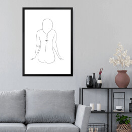 Obraz w ramie Kontur kobiety siedzącej tyłem - minimalistyczna grafika, czarno-biała