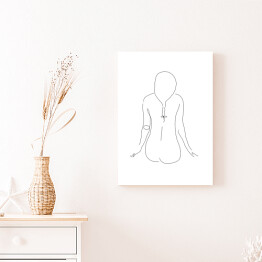 Obraz klasyczny Kontur kobiety siedzącej tyłem - minimalistyczna grafika, czarno-biała