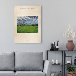 Obraz na płótnie Vincent van Gogh "Pochmurne niebo nad kwiecistą łąką" - reprodukcja z napisem. Plakat z passe partout