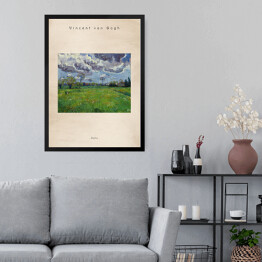Obraz w ramie Vincent van Gogh "Pochmurne niebo nad kwiecistą łąką" - reprodukcja z napisem. Plakat z passe partout