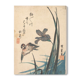 Obraz na płótnie Utugawa Hiroshige Irys i wróbel. Reprodukcja obrazu