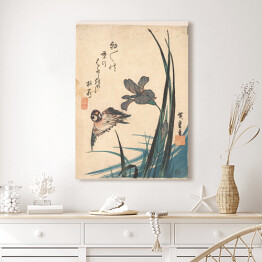Obraz na płótnie Utugawa Hiroshige Irys i wróbel. Reprodukcja obrazu