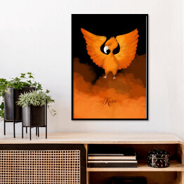 Plakat w ramie Magiczna kura w pomarańczowych kolorach
