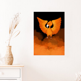 Plakat samoprzylepny Magiczna kura w pomarańczowych kolorach