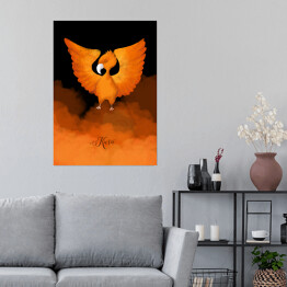 Plakat samoprzylepny Magiczna kura w pomarańczowych kolorach