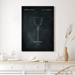 Obraz klasyczny Plakat patentowy czarno biały kieliszek do wina 