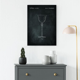 Obraz klasyczny Plakat patentowy czarno biały kieliszek do wina 