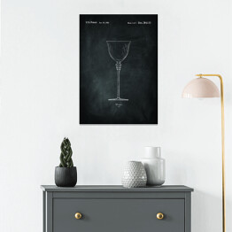 Plakat Plakat patentowy czarno biały kieliszek do wina 