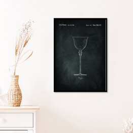 Plakat w ramie Plakat patentowy czarno biały kieliszek do wina 