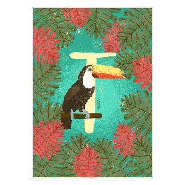 Plakat samoprzylepny Zwierzęcy alfabet - T jak tukan