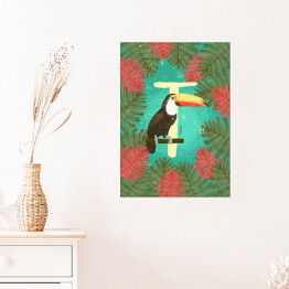Plakat samoprzylepny Zwierzęcy alfabet - T jak tukan