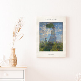 Obraz na płótnie Claude Monet "Kobieta z parasolem" - reprodukcja z napisem. Plakat z passe partout