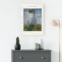 Obraz na płótnie Claude Monet "Kobieta z parasolem" - reprodukcja z napisem. Plakat z passe partout