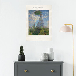 Plakat samoprzylepny Claude Monet "Kobieta z parasolem" - reprodukcja z napisem. Plakat z passe partout