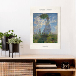 Plakat samoprzylepny Claude Monet "Kobieta z parasolem" - reprodukcja z napisem. Plakat z passe partout